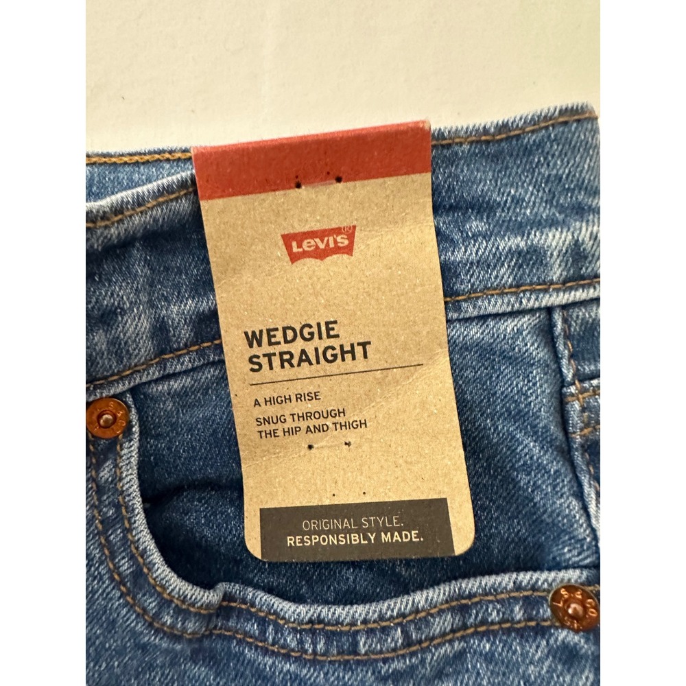 Levis Wedgie Straight Jeans Womens 30x28 High Rise Blue Button Fly 34964-0130 - Picture 4 of 12
